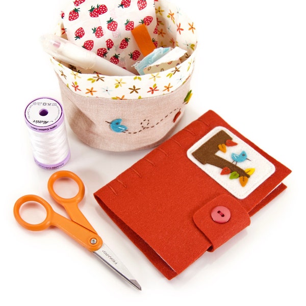 Sewing Needle Book Set, Pin Keeper and Notions Bag for Fabric Crafts, Hand Sewn Felt Needle Case and Small Thread Catcher, Gift Under 50