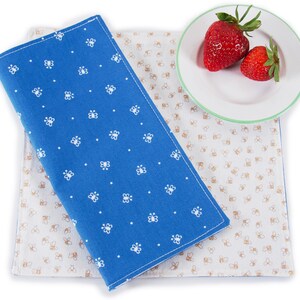 Butterfly Fabric Napkins, Set of 4, Blue Cotton Cloth Napkins, For Easy Family Dinners, Picnics and Lunchboxes, Eco Friendly and Washable image 1