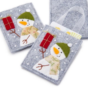 Snowman Ornament and Gift Card Holder, Handmade Coffee Card Holder, Snowman Money Holder, Stocking Stuffer image 2