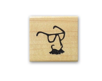 Groucho Glasses mounted rubber stamp, nose, mustache, moustache, Halloween disguise, Sweet Grass Stamps No.15