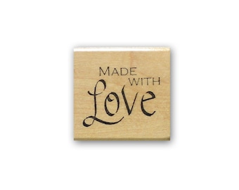 Made With Love Mounted rubber stamp, tag stamp for handmade items, Sweet Grass Stamps No.15