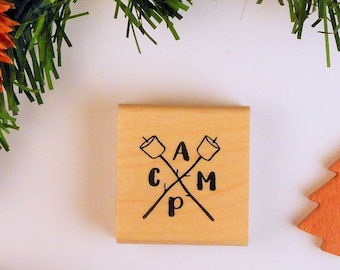 Camp X Marshmallow Sticks Mounted Rubber Stamp - Camping, Hiking, Outdoor Adventure - Roasting Marshmallows, S'mores - #25
