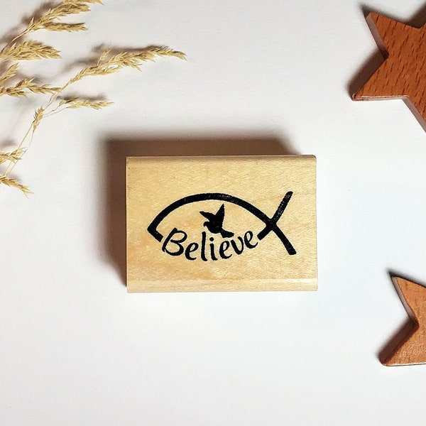 Believe - Christian Fish Mounted Rubber Stamp #27
