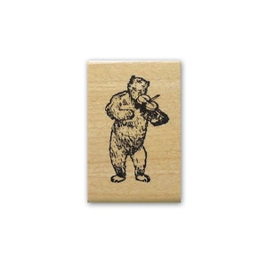 Tampon en caoutchouc monté sur l’ours violoneux - Timbres Sweet Grass #10