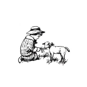 Child and Lamb UNMOUNTED Rubber Stamp CMS 6 image 1