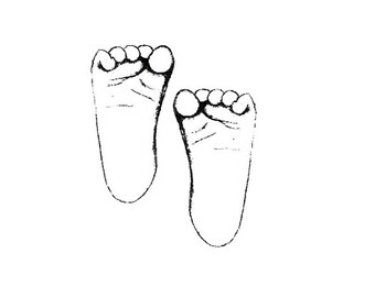 Baby Feet UNMOUNTED Rubber Stamp - Newborn Footprints - Baby Shower / Announcement Stamp CMS #2