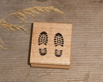 Boot Prints Mounted Rubber Stamp #29