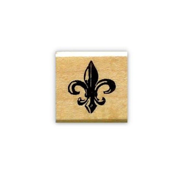 Fleur-de-lis Rubber Stamp Mounted small - New Orleans - French Monarchy Symbol - Fleur de lys, Fleur de luce - Sweet Grass Stamps  #13-1