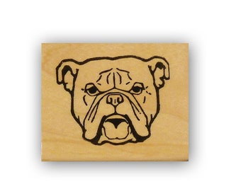 English Bulldog Face large, mounted rubber stamp, military, marines mascot, Crazy Mountain Stamps #4