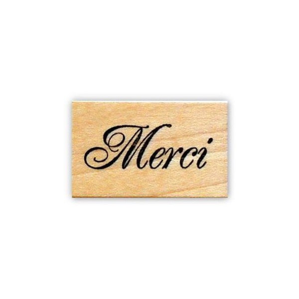 Merci Mounted Rubber Stamp - French Thank You - Sweet Grass Stamps #21