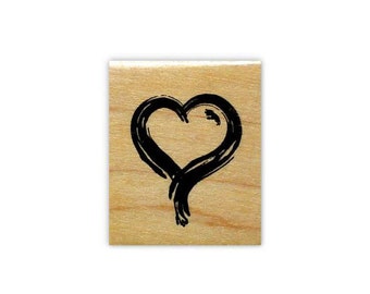Brushed Heart Mounted Rubber Stamp - Love, Valentine, Wedding, Anniversary, Valentine's Day #3