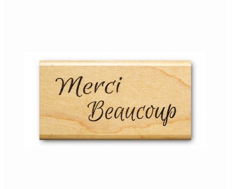 Merci Beaucoup - Mounted rubber stamp, French thank you, Sweet Grass Stamps #23