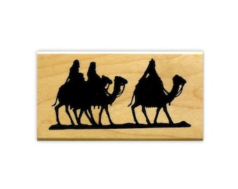 Magi on Camels Silhouette Mounted Rubber Stamp - Religious Christmas Nativity - 3 Wise Men #13
