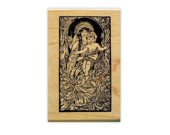 Madonna and Baby Jesus Mounted Rubber Stamp - Religious Christmas, Catholic, Virgin Mary and Baby Jesus #13