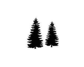 Tiny Pines silhouette unmounted rubber stamp Christmas pine trees holiday, nature, scene building, winter, camping#24