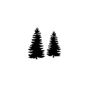 Tiny Pines silhouette unmounted rubber stamp Christmas pine trees holiday, nature, scene building, winter, camping#24