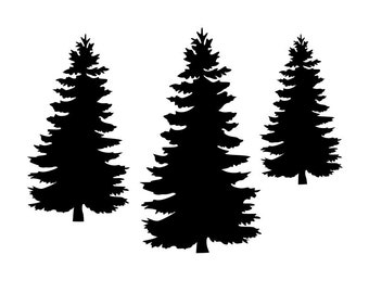 Pine Trees Silhouette Set - 3 UNMOUNTED Rubber Stamps #24