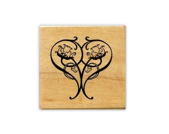 Art Nouveau Heart Mounted Rubber Stamp #18