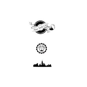 Set of 3 New York City themed UNMOUNTED Rubber Stamps, NYC #15