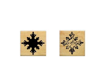 Juego de sellos de goma con copos de nieve, pequeños, con efecto desgastado - n.° 19
