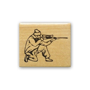 Jäger kniend montiert Stempel - Mann Shooting Rifle #14