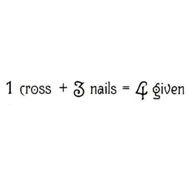 1 CROSS plus 3 NAILS equals 4 GIVEN Christian unmounted rubber stamp, religious Easter, bible journaling, Jesus, Sweet Grass Stamps No.16