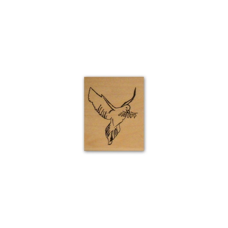 CMS #2 Dove with Olive Branch Mounted Rubber Stamp Inspirational Image Symbol of Peace Bird