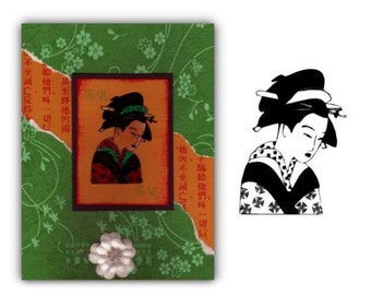 Geisha UNMOUNTED Rubber Stamp - Japanese Lady - Sweet Grass Stamps #12