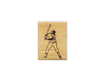 Baseball Player Rubber Stamp- Batter - Man up to Bat - Summer Sports Team Softball - American Sport - Sweet Grass Stamps #14