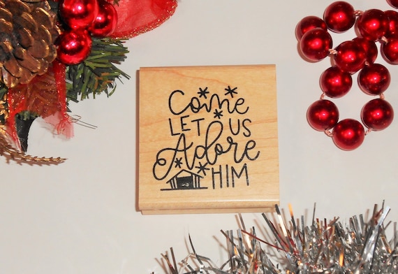 vintage style holiday greeting CM #5 Merry Christmas mounted rubber stamp