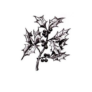 HOLLY BRANCH nieoprawiony stempel gumowy, zieleń świąteczna, okres świąteczny, Sweet Grass Stamps nr 19