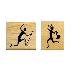 TRIBAL Tänzer & Jäger, afrikanische montiert Stempel Set von 2 Briefmarken, süße Gras Briefmarken Nr.17