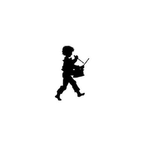 Drummer Boy Silhouette UNMOUNTED Rubber Stamp - Muziek - Marching Band - Kerstmis #1