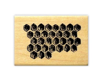 HONEYCOMB Mounted Rubber Stamp - Bee - Honey - Nature - Sweet Grass Stamps #15