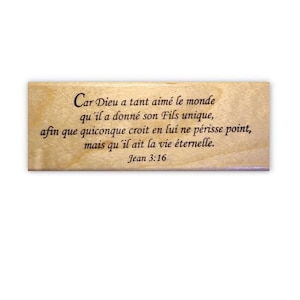 Juan 3:16 en francés Sello de goma montado - Versículo bíblico, Escritura cristiana - Religioso n.° 11