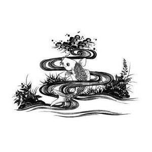 Japanese Koi UNMOUNTED fish rubber stamp, goldfish, carp Asian fish oriental #12