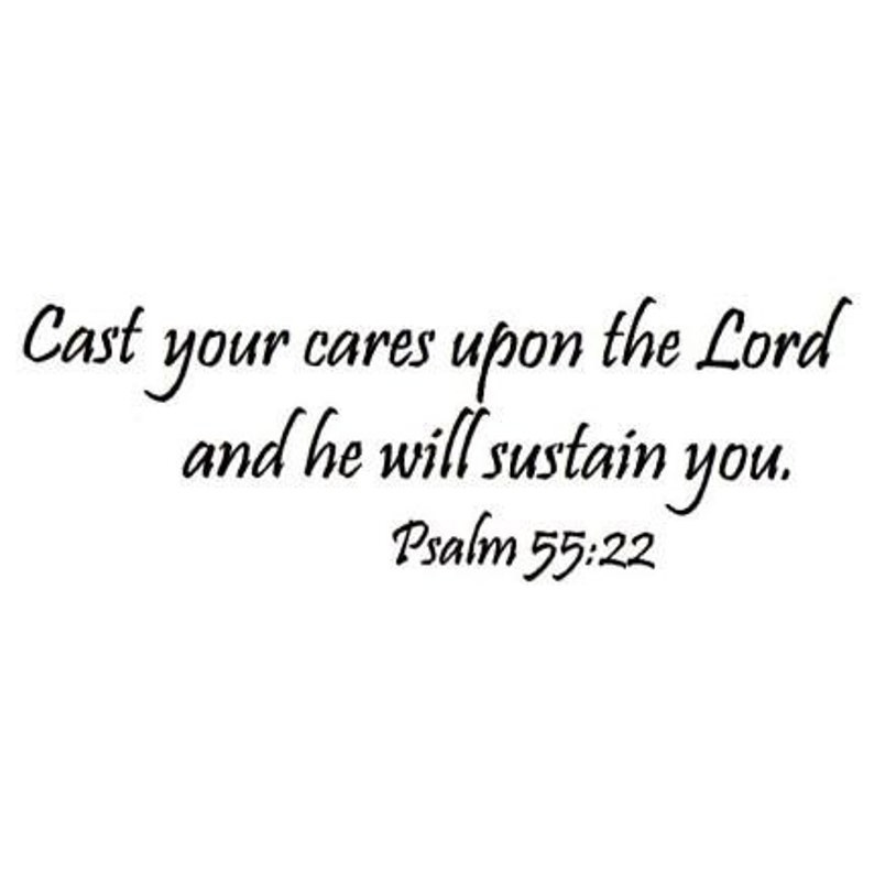 Cast Your Cares bible verse UNMOUNTED rubber stamp, Psalm 55-22, Christian bible verse, encouragement scripture 16 image 1