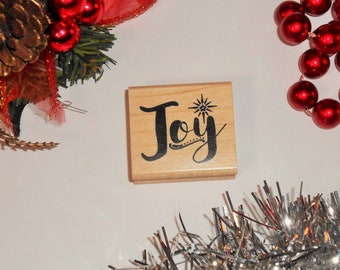 Joy Mounted Rubber Stamp - Christmas Holiday #26