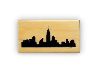 New York City Skyline Silhouette Mounted Rubber Stamp , NYC #15