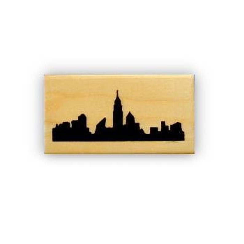 New York City Skyline Silhouette Rubber Stamp Mounted NYC Etsy