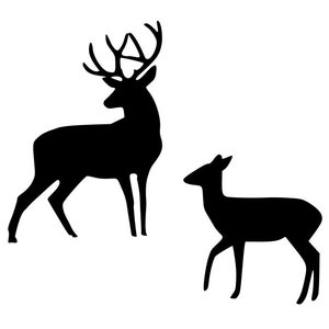 Buck o Doe Deer Silhouette Sello de goma desmontado - Animal del bosque, Navidad, Temporada navideña, Caza #24