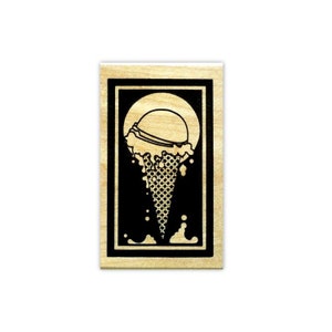Ice Cream Cone Rubber Stamp - DISCONTINUED - Art Deco Style - Birthday Celebration #4