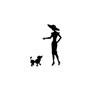 Dame met Poedel silhouet ONGEMONTEERD Rubberstempel #22