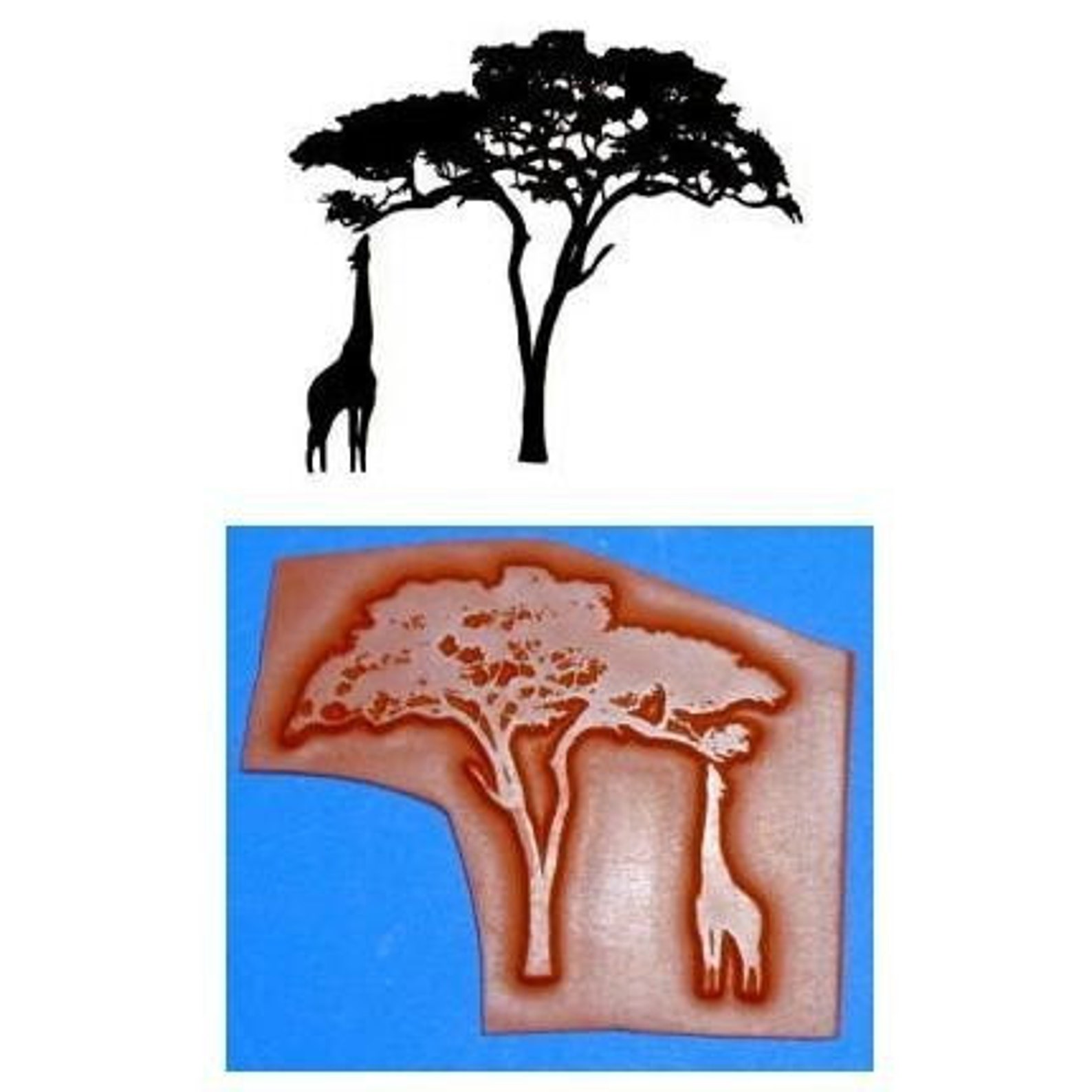 Giraffe and Acacia Tree Silhouette UNMOUNTED Rubber Stamp - Etsy