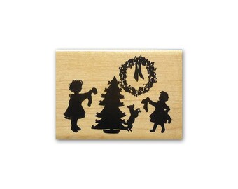 Victorian CMS #7 Christmas Winter's Child mounted rubber stamp girl in snow 
