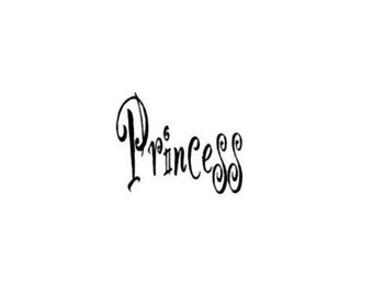Princess UNMOUNTED rubber stamp, word stamp, little girl's birthday #5