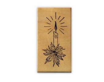 Christmas Candle Mounted Rubber Stamp #19