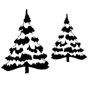 Snowy Pine Tree unmounted rubber stamp - You Choose Size - Christmas, winter holiday, snow, nature, scene building #24