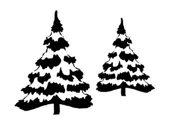 Snowy Pine Tree unmounted rubber stamp - You Choose Size - Christmas, winter holiday, snow, nature, scene building #24