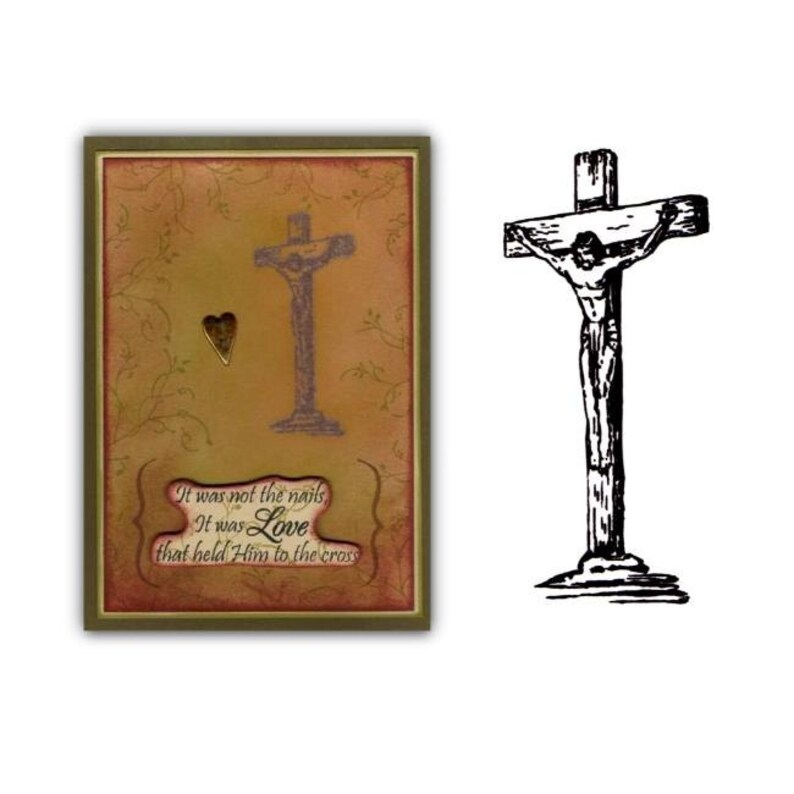 Crucifixion Mounted Rubber Stamp Religious Easter Christian Etsy